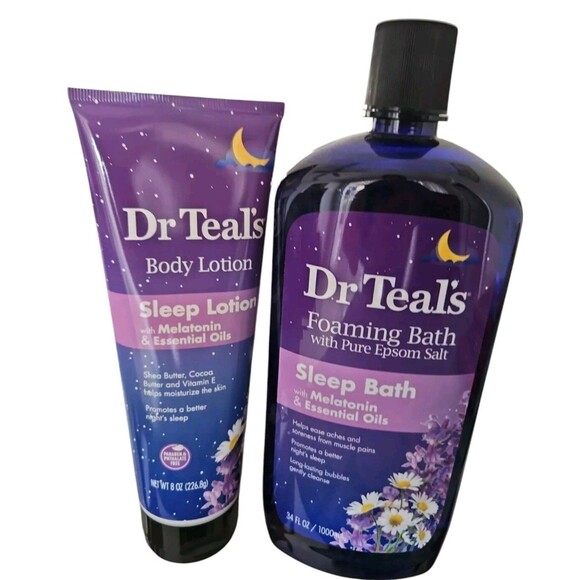 Dr Teal's Foaming Sleep Bath with Epsom Salt & Melatonin w/Dr.Teal Sleep Lotion - Picture 1 of 7